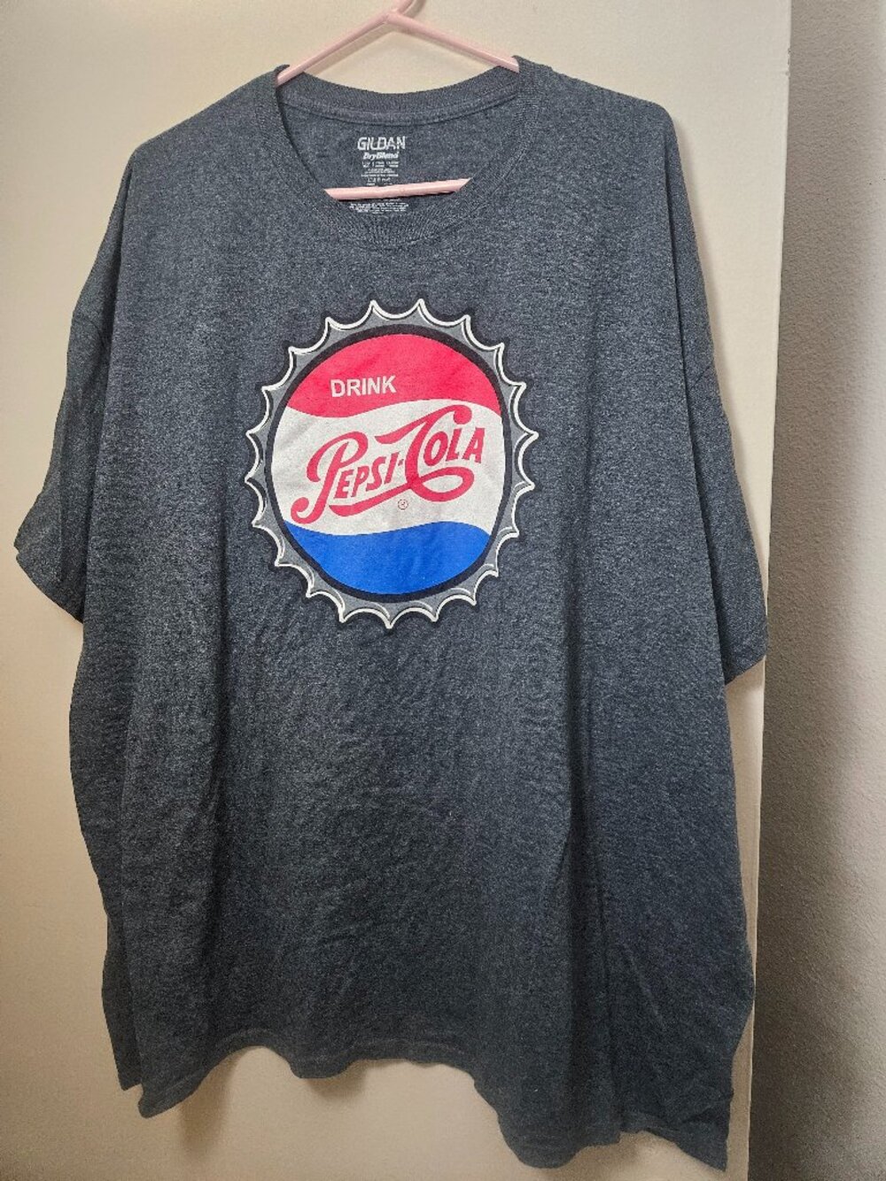 Vintage Style Y2K Pepsi Bottle Cap Mens T-Shirt Gray Gildan Dry Blend 3XL